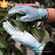 SRSAFETY 13G PU palma cubierta señoras uso guantes / guantes de jardinería guantes de nylon proveedores de China